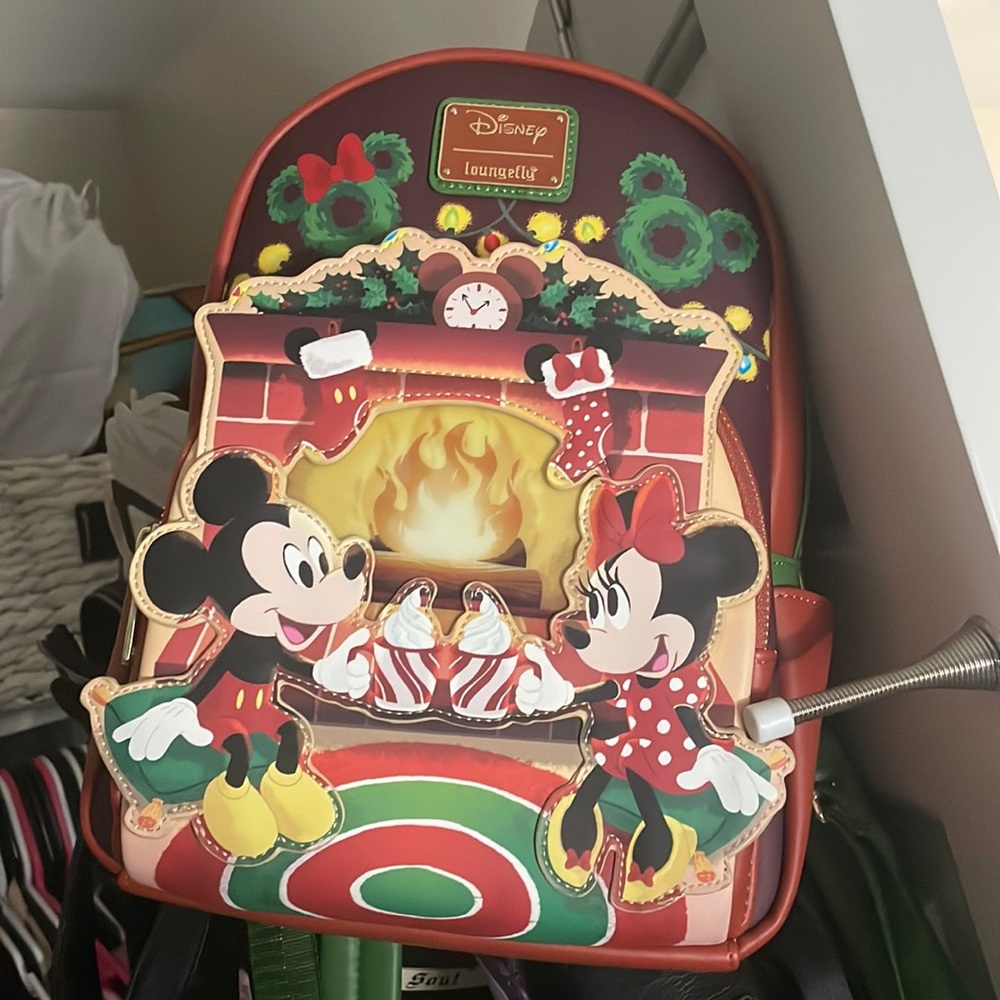 NWOT loungefly Mickey and Minnie fireplace